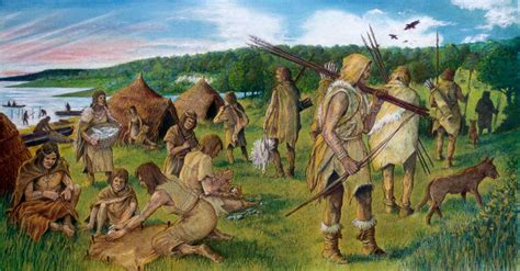 Mesolithic hunter-gatherer community somewhere along the south coast of Sussex around 7,000 BCE ...