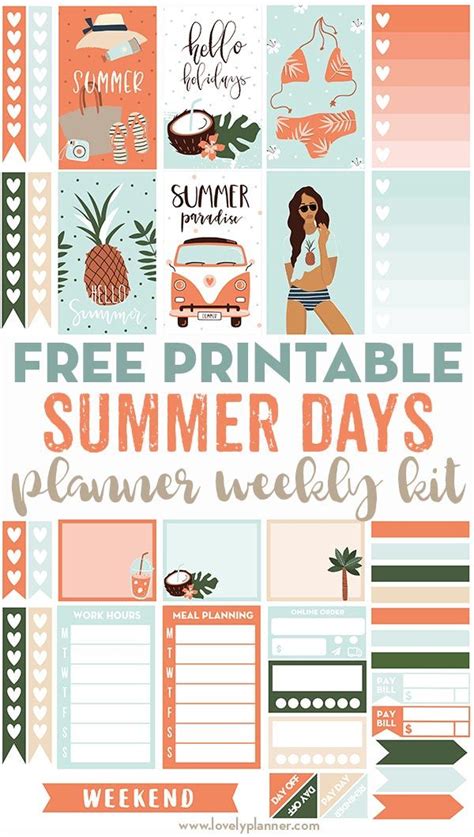 Free Printable Summer Planner Stickers - Weekly Kit | Free printable ...