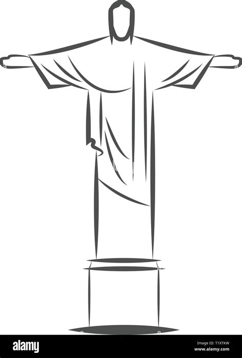 La estatua del Cristo Redentor en Río de Janeiro, Brasil. Dibujo ...