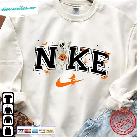 Nike Halloween Skeleton Pumpkin Sweatshirt T-Shirt - Hersmiles | Halloween shirt design ...