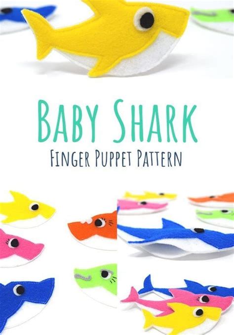 A Baby Shark finger puppet is a great way to make the song come alive! Sew Baby Shark and his ...