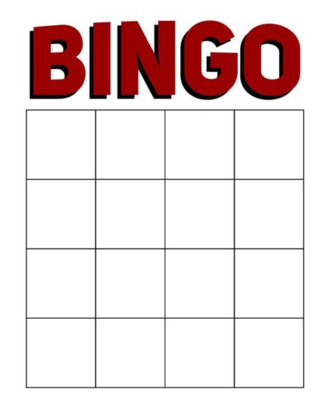 Printable Blank Bingo Cards Template 4 X 4 | Bingo template, Bingo card ...