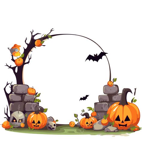 Halloween Border Clipart Halloween Frame Illustration With Pumpkins Cartoon Vector, Halloween ...