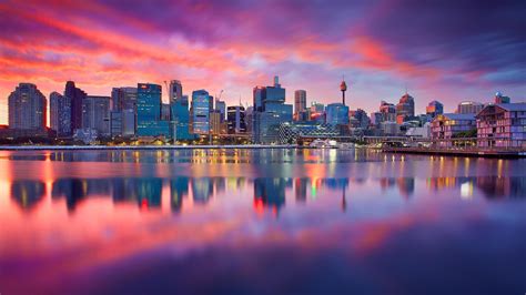 Sydney skyline at dusk - backiee