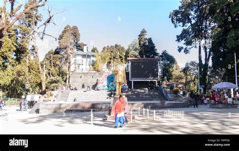 Chowrasta, Darjeeling, West Bengal, India - December 2018: The beautiful Darjeeling Mall in one ...