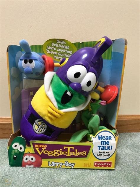 2000 Fisher Price Larry Boy Veggie Tales Set NIB Talks! Shooting Super ...