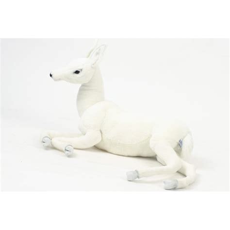 White Reindeer Baby Laying Stuffed Animal | White Reindeer Plush Statue | Hansa Toys