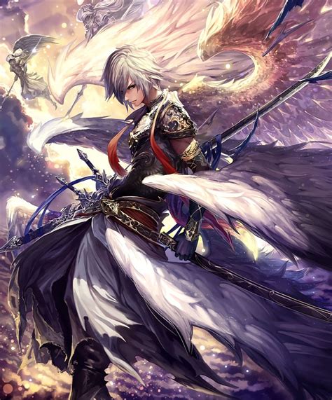 1boy angel_wings armor artist_request clouds cloudy_sky cygames ...