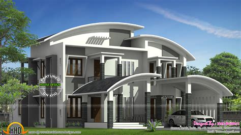 Curved roof house plan - Kerala home design and floor plans