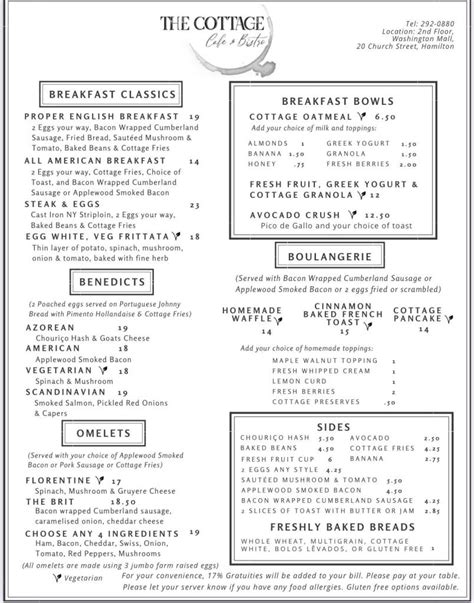 Cottage Cafe & Bistro - Menus.bm