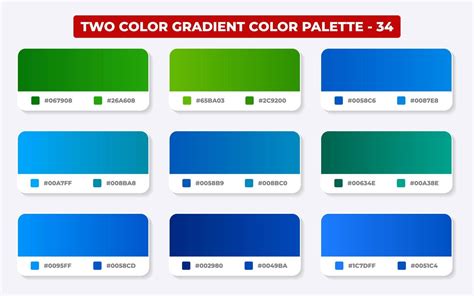 Gradient color palette with color codes in RGB or HEX, Catalog, Trendy ...