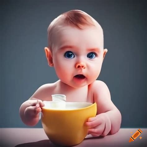 Baby eating yogurt on Craiyon
