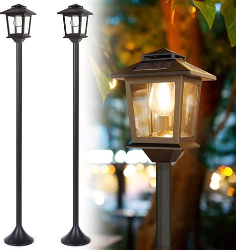 Buy 63" Solar Lamp Post Lights Outdoor 2 Pack ,Aluminum Floor Lamp ...