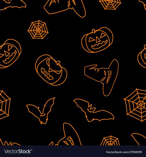 Halloween black background with orange witch hat Vector Image