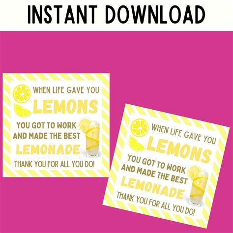 Printable Lemonade Gift Tag When Life Give You Lemons Tag - Etsy in 2022 | Gift tags, Lemonade ...