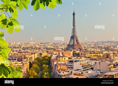 View on Eiffel tower at sunset Stock Photo - Alamy