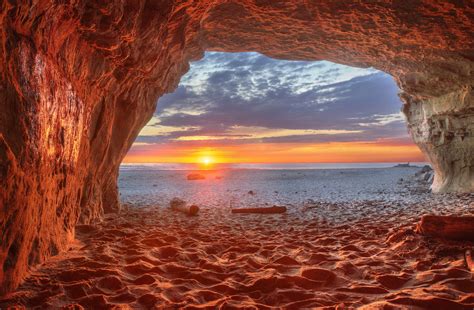 Cave and view of sunset HD wallpaper | Wallpaper Flare