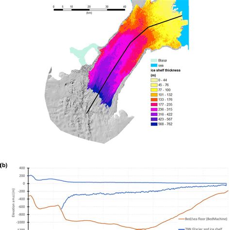 Ice Shelf thickness and cavity morphology. (a) Map of the floating ice ...