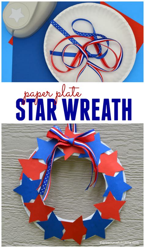 Patriotic Star Wreath Craft for Kids | Patriotic crafts kids, Labor day ...