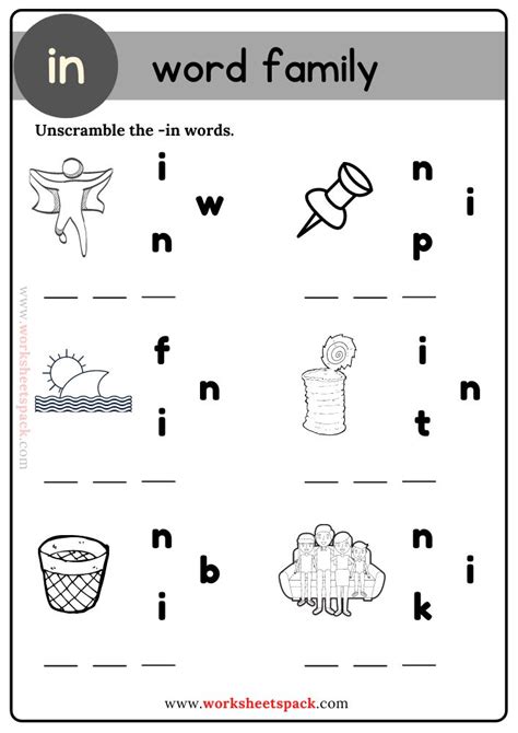 In Word Family Unscramble the Words Free Printable - worksheetspack ...