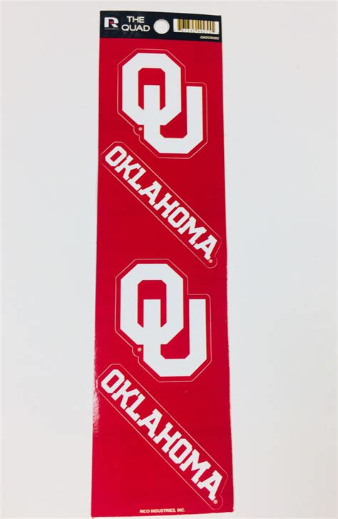 Oklahoma Sooners Set of 4 Decals Stickers The Quad by Rico 2x2 Inches – Hub City Sports