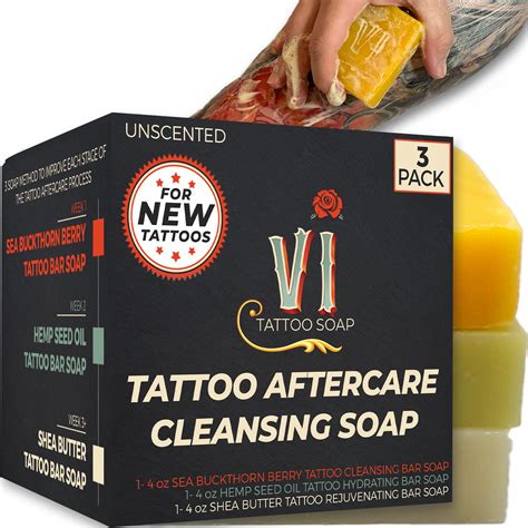 VI Tattoo Soap -Tattoo Aftercare Cleansing Soap, 3 Pack, 4oz Bars ...