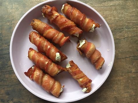 Creamy Herb Filled Bacon Rolls (low carb appetizer)