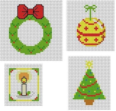 Four Simple Christmas Cross Stitch Patterns for Card Making - Etsy