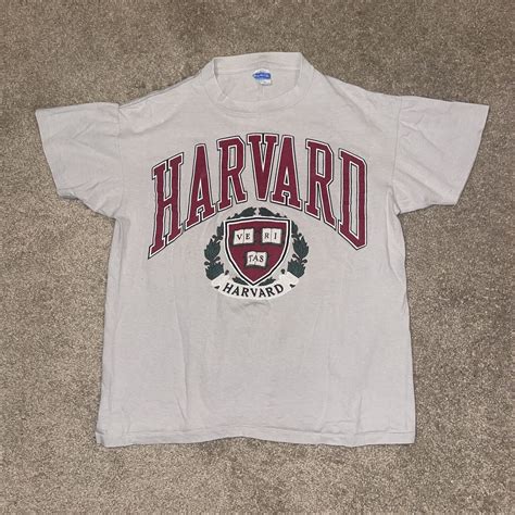 Vtg Royal First Class Gray Harvard Crest Cotton T Shi… - Gem