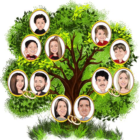 Colored Family Tree Drawing