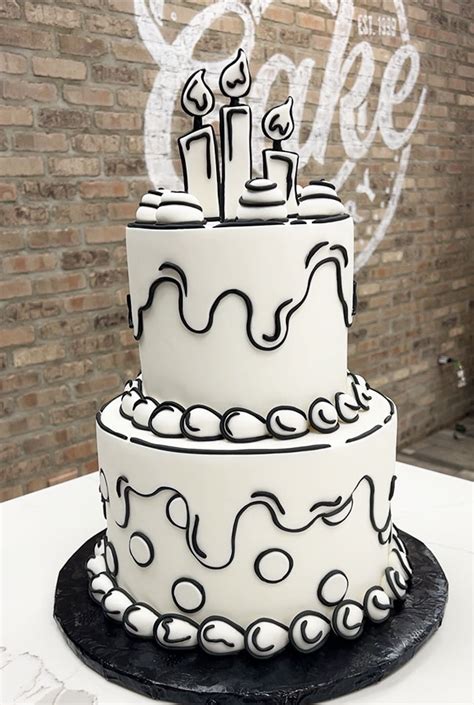 Black and White Cartoon - Comic Birthday Cake