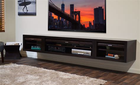 Rectangle Black Solid Wood Floating Entertainment Shelves Under Wall M ...