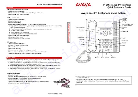 Avaya 1408 Telephone System Quick reference manual PDF View/Download