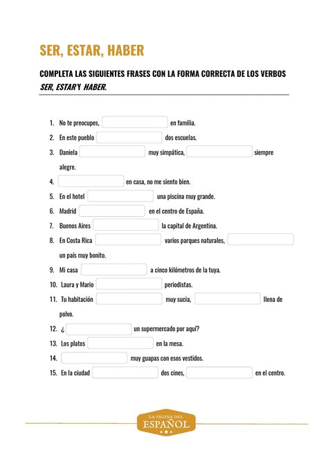 Use Of Ser And Estar Worksheets