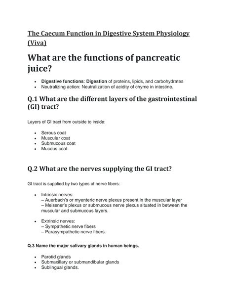 SOLUTION: The caecum function in digestive system physiology viva ...