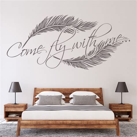 Come Fly With Me Feather Quote Wall Sticker