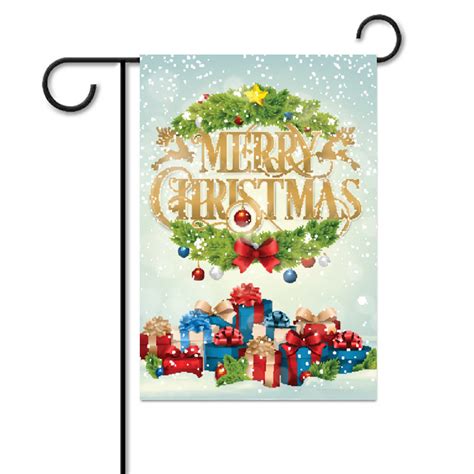 Merry Christmas Garden Flag 12x18 Christmas Flag Outdoor Weather Resistant Artist Rendered Xmas ...