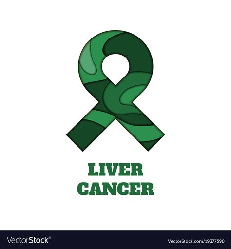 Liver cancer awareness papercut ribbon Royalty Free Vector