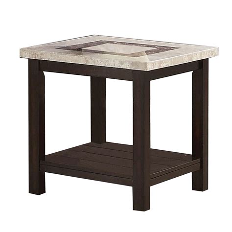 Transitional End Table with Rectangular Marble Top, Brown - Walmart.com ...