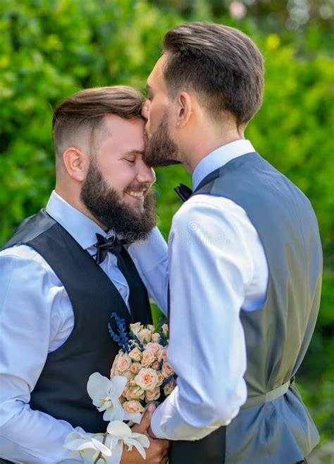 Gay Couple Wedding. Gay Couple Sensual Kissing. Gay Marriage, Closeup ...