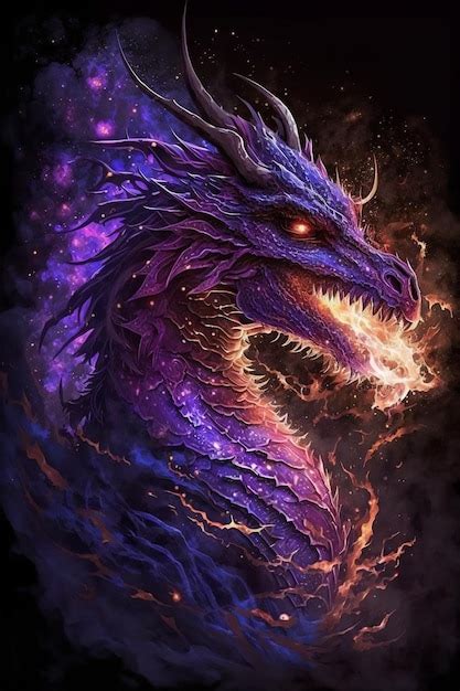 Fantasy purple dragon in galaxy | Premium AI-generated image