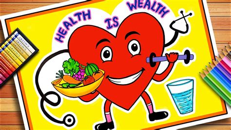 World Heart Day Drawing | Health is Wealth Drawing | Heart Day Poster ...