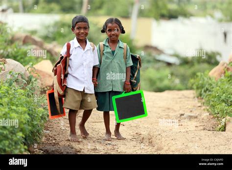 Indian school children going to school Andhra Pradesh South India Stock Photo, Royalty Free ...