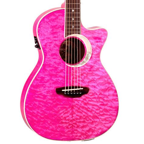 Luna Fauna Eclipse Parlor Electro Acoustic Guitar, Trans Pink - Ex Demo | Gear4music