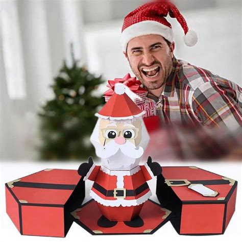 3D Santa Claus Prank Pop-Up Box Card Merry Christmas Handmade 3D Pop Up Card Xmas Cards for Mom ...
