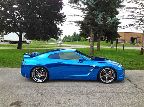 Nissan GT-R Wrapped in Blue Chrome