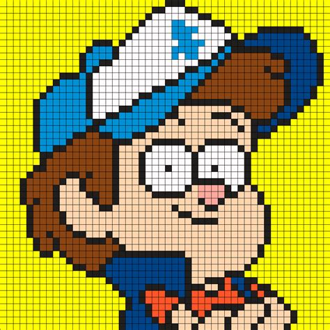 Dipper Pines From Gravity Falls Perler Bead Pattern | Bead Sprites | Characters Fuse Bead Patterns