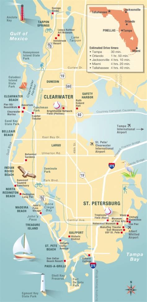 Pinellas County Map Clearwater, St Petersburg, Fl | Florida - Treasure Island Florida Map | Free ...