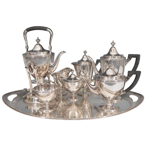 Eight-Piece Tiffany and Co. Makers Sterling Silver Complete Tea Set For Sale at 1stdibs