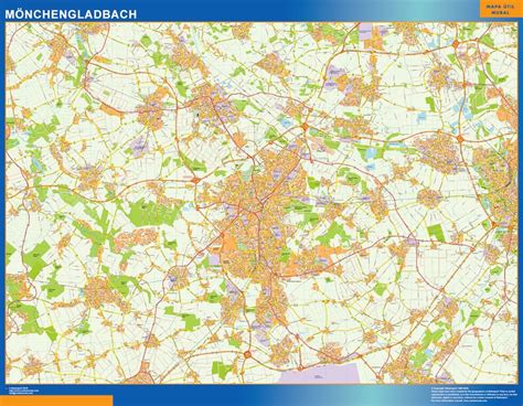 Monchengladbach wall map in Germany | Laminated wall maps of the world.